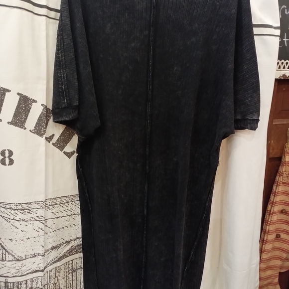 Chic Black Acid Washed New In Ribbed Midi‎ Dress - Picture 5 of 5